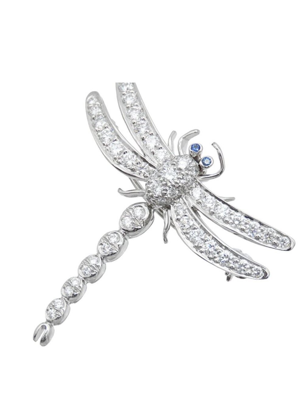 Tiffany & Co Dragonfly Platinum Diamond Sapphire Enchant Brooch